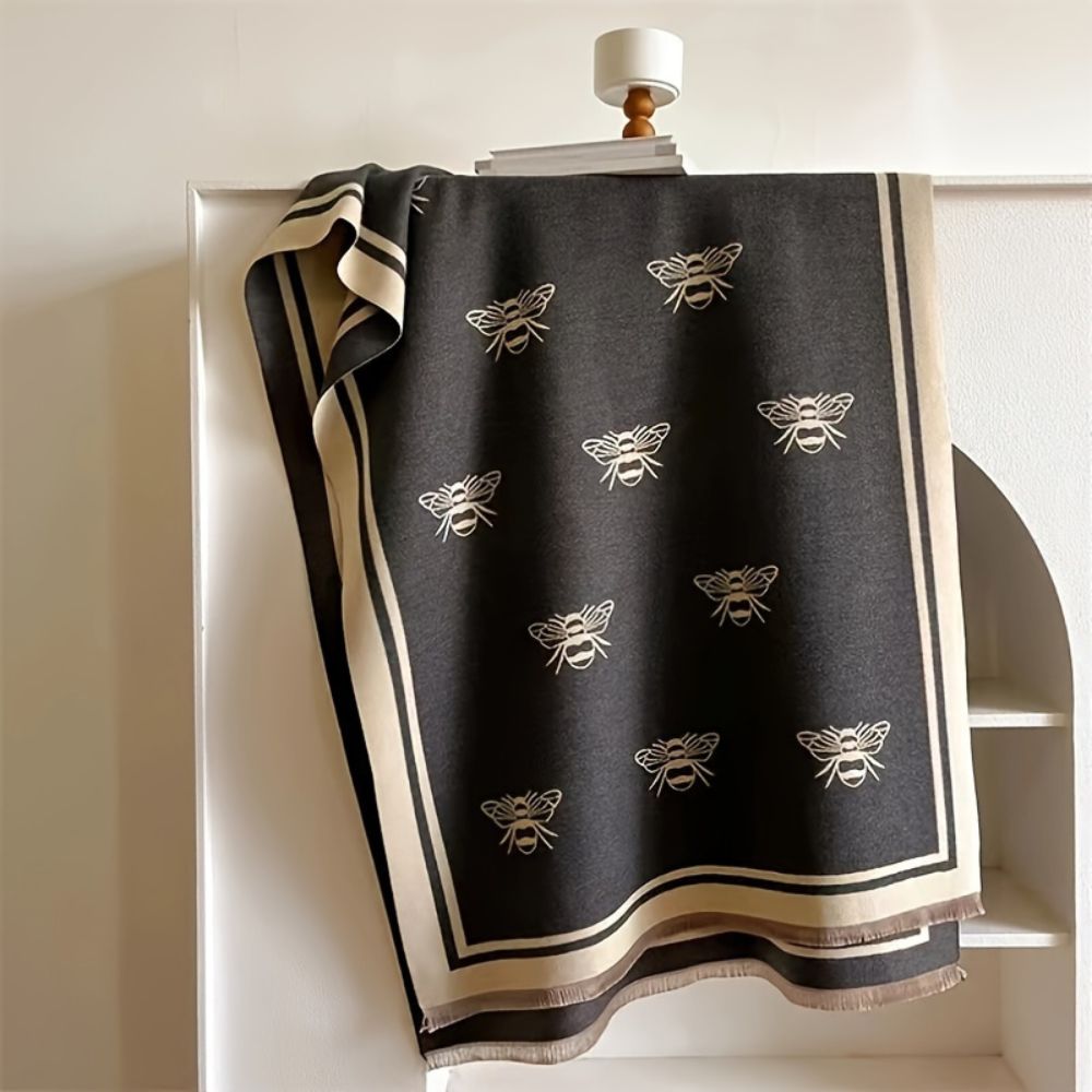 Nuvia Bee Pattern Winter Scarf Ash Bee