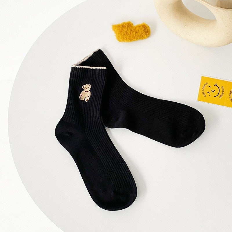 Women's Teddy Bear Crew Socks Black One Size (Women)