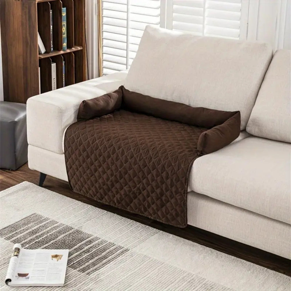 Bolstered Quilted Pet Sofa Protector Coffee