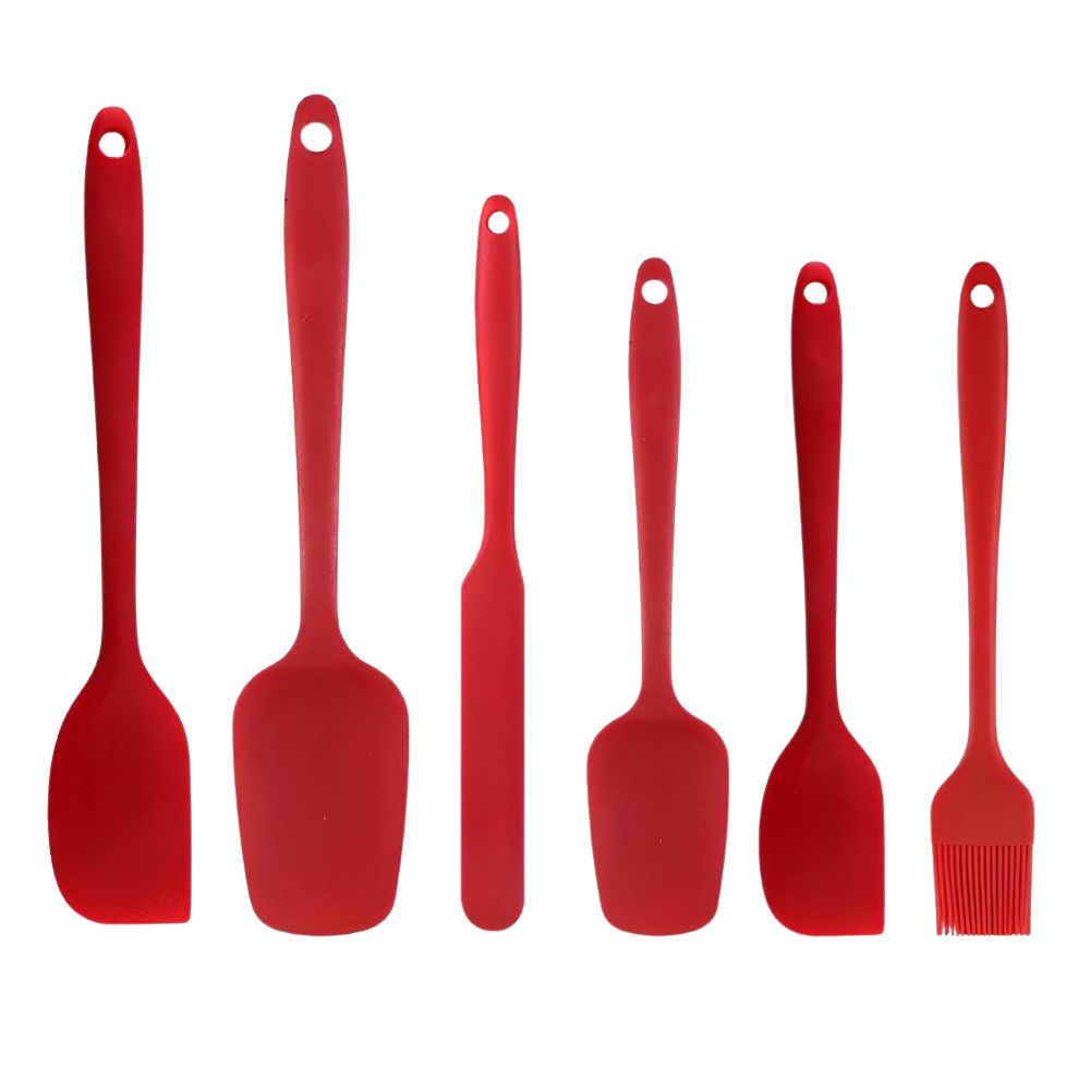 Flexible Silicone Spatula Set | 6 Pcs Set Cherry Red 6 Piece Set