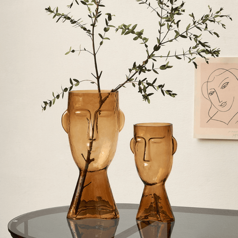 Artistic Face Handblown Glass Vase