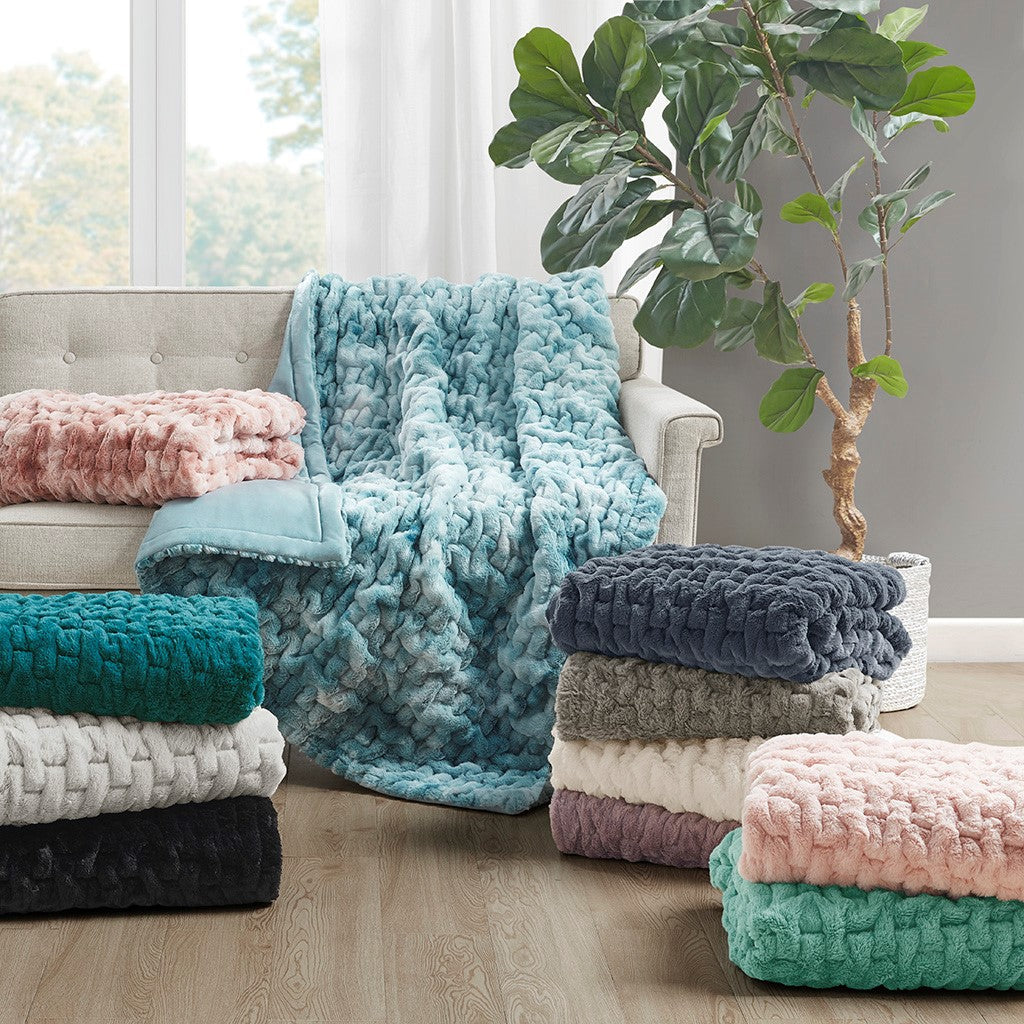 Ruched Fur Throw