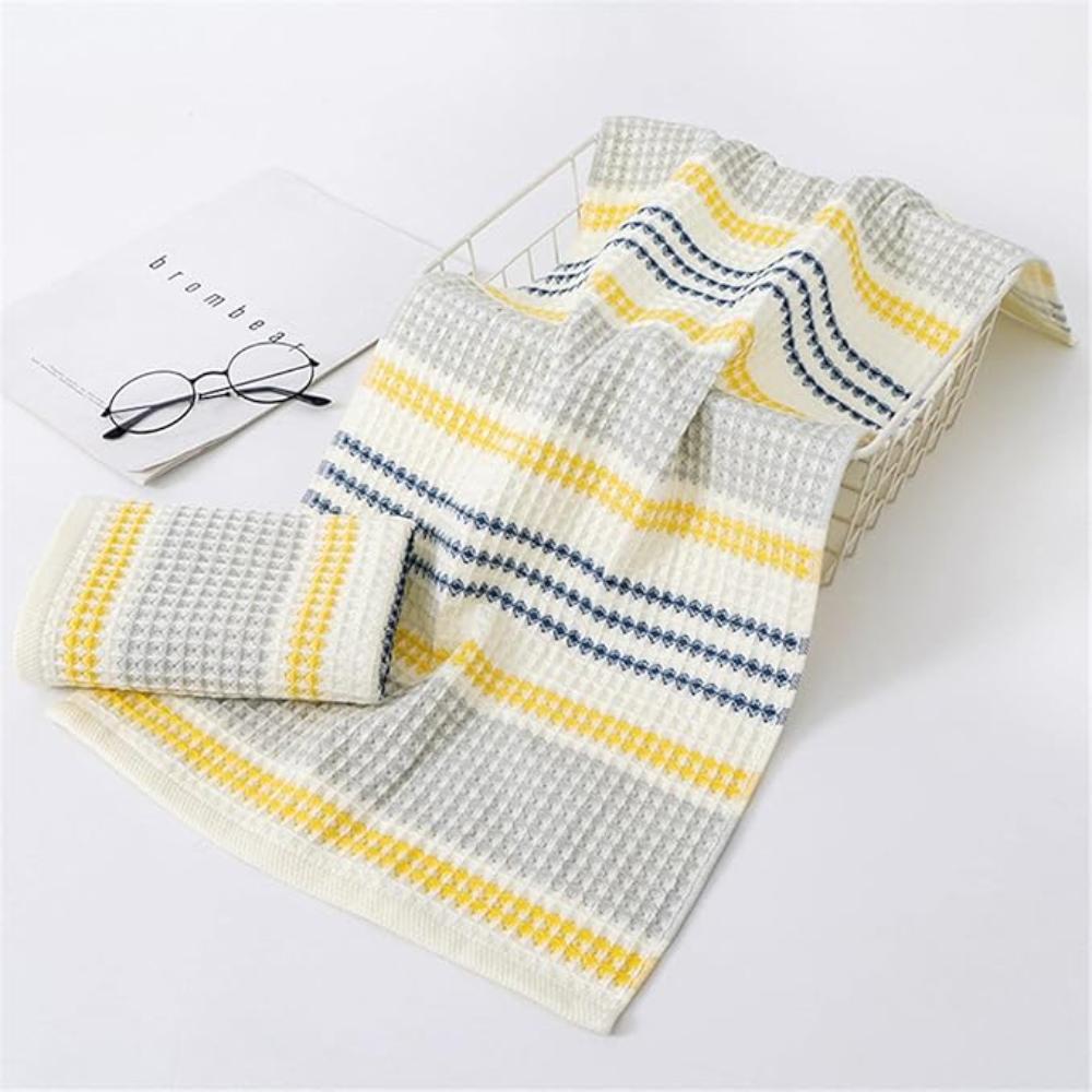Colorblock Striped Cotton Bath Towel Light Yellow 28"x55"