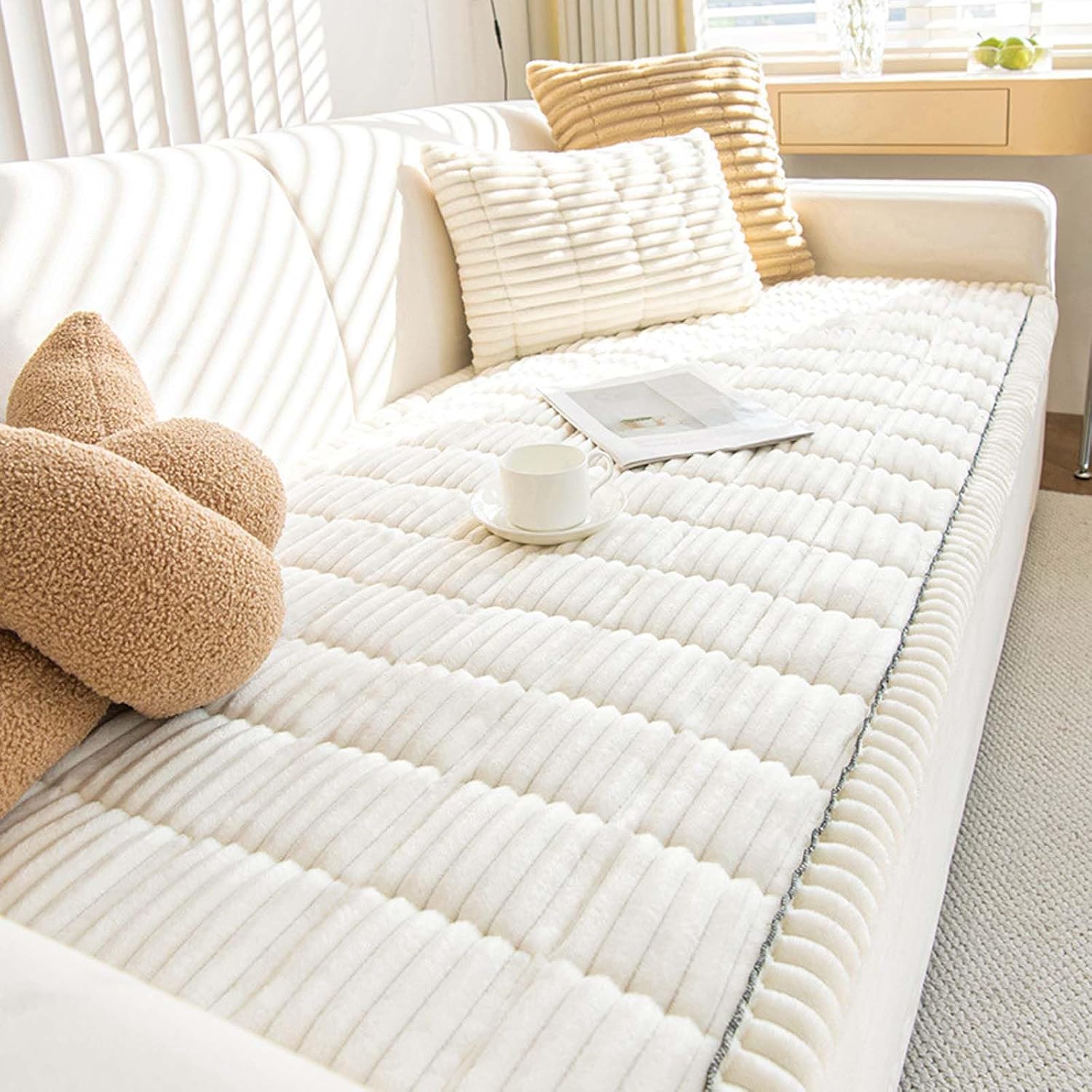 Thick Plush Sofa/Couch Cover White