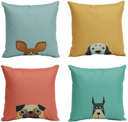 Cartoon Dog Cushion Covers 4 Pack Bundle (Save More)