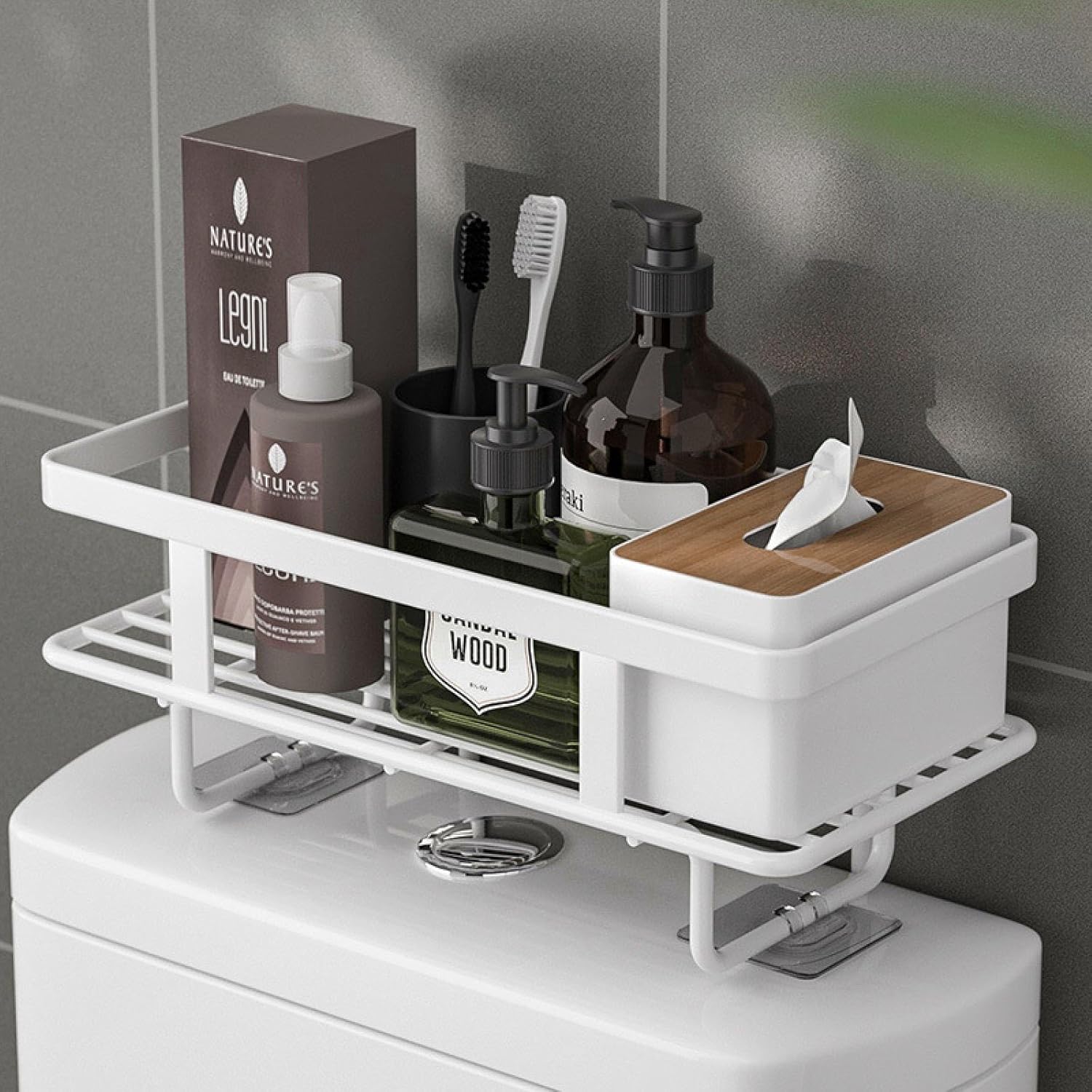 Over Toilet Shelf - Bathroom Storage White Single Tier