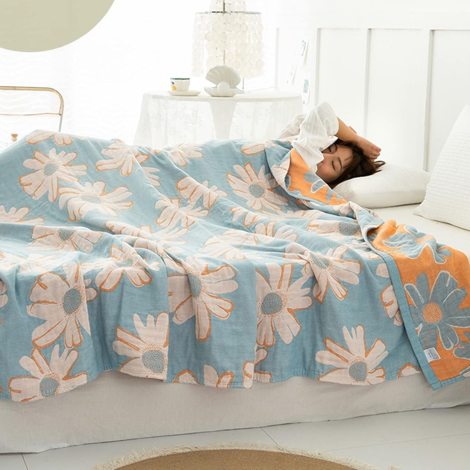 Kasumi Cotton Blanket - Reversible Daisy