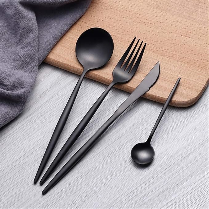Rome Black Silverware Set
