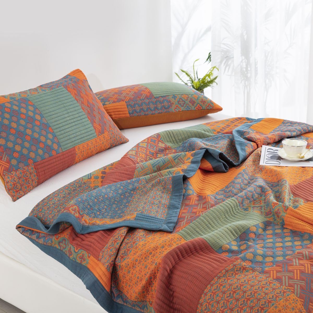 Cotton Woven Quilt with Patchwork Patterns - Skin Friendly & Soft