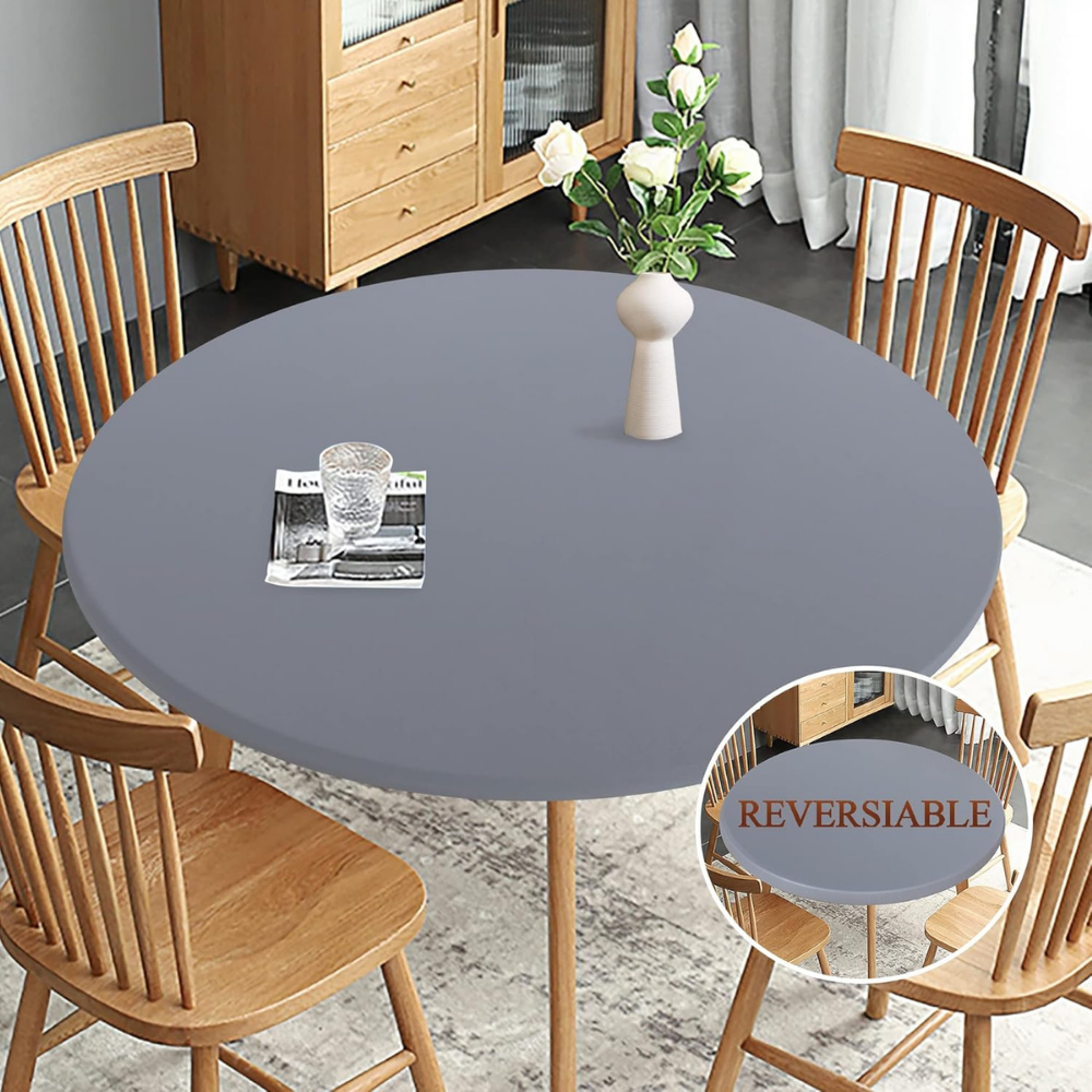 Round Fitted Table Cloth Dark Gray