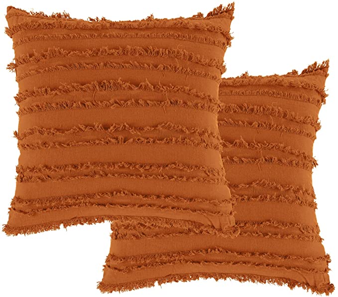 Ruffled Cushion Covers 2 Pack Burnt Orange