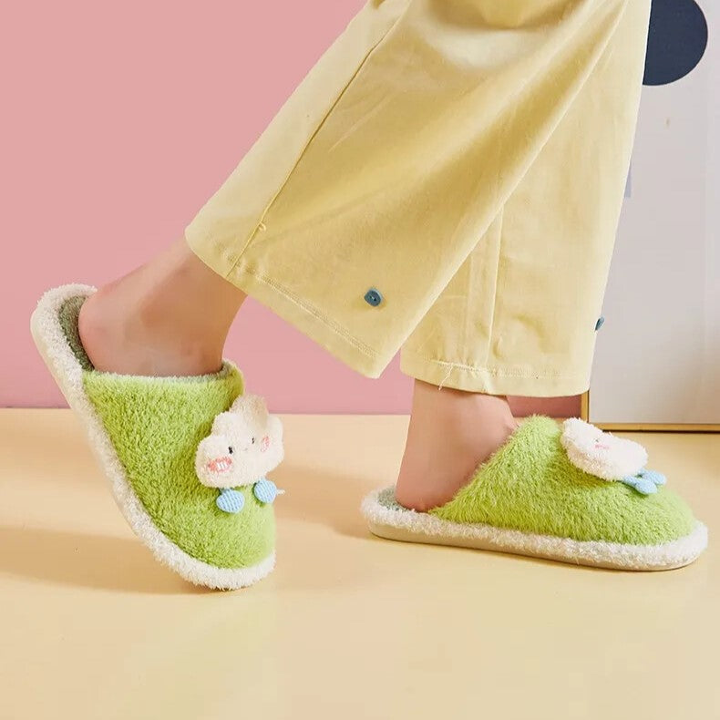 Women Cozy Plush Slippers - Cloud Design
