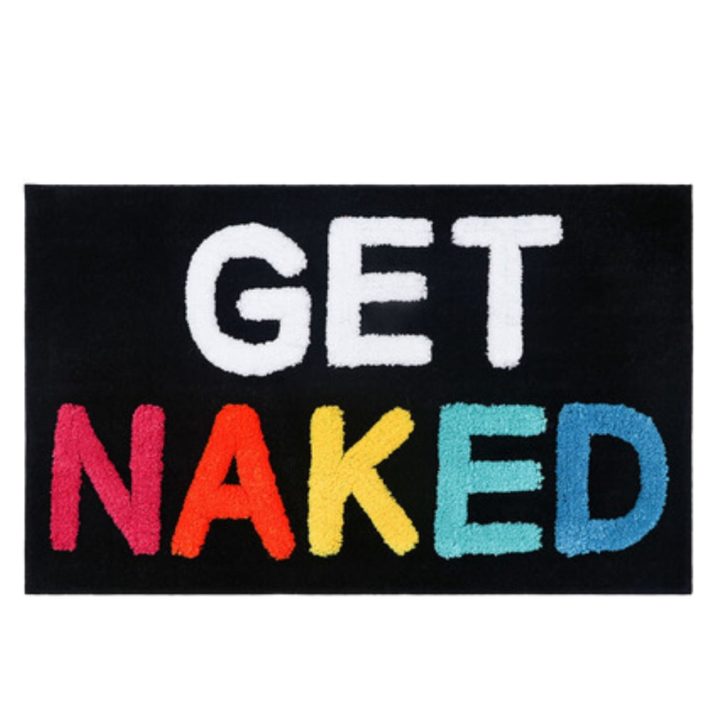 "Get Naked" Funny Bathroom Mat Rainbow Rinse