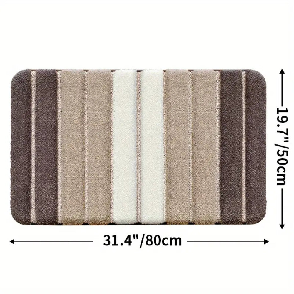 Lumiere Striped Absorbent Bath Mat Brown 20"x31"