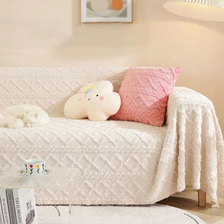 Snuggle Sherpa Sofa Cover White