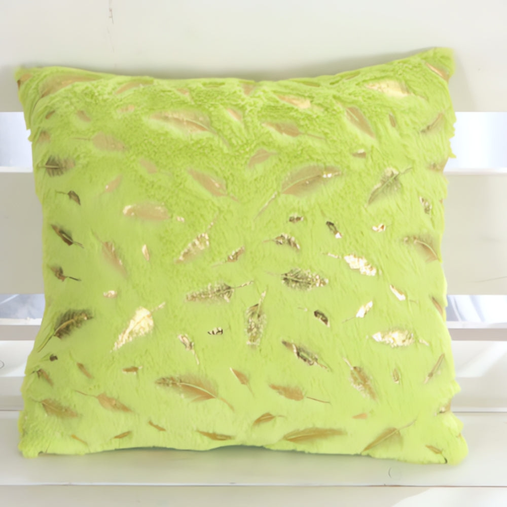 Golden Leaf Velvet Cushion Covers Fresh Lime