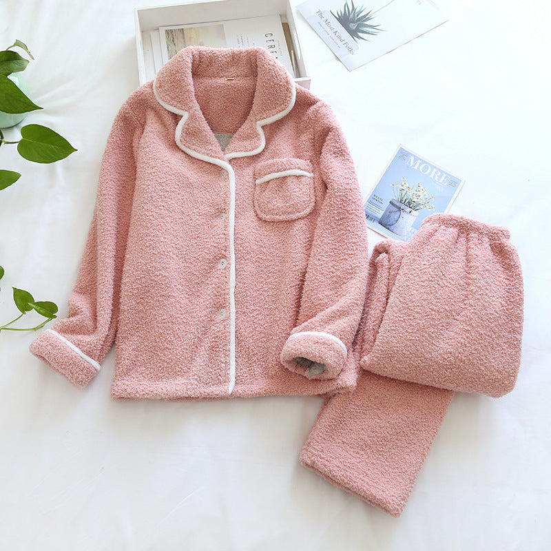 Fleece Winter Pajamas Set for Men & Women Pink (Women's)