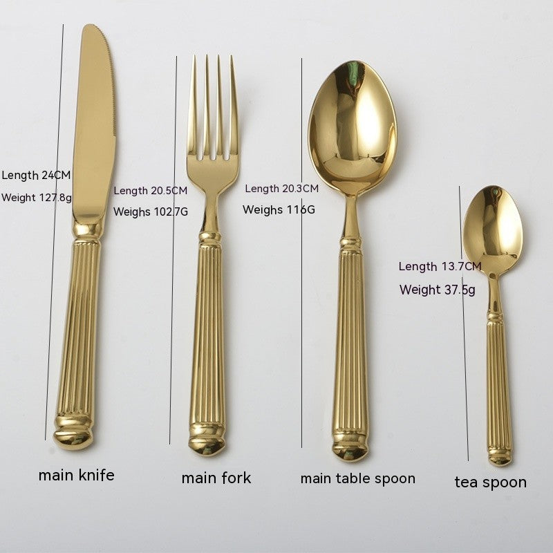 Roman Gold Silverware Set – Sculpted Flatware