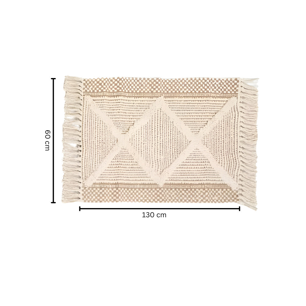 Beige Textured Fringe Tassel Rug 24"x51"