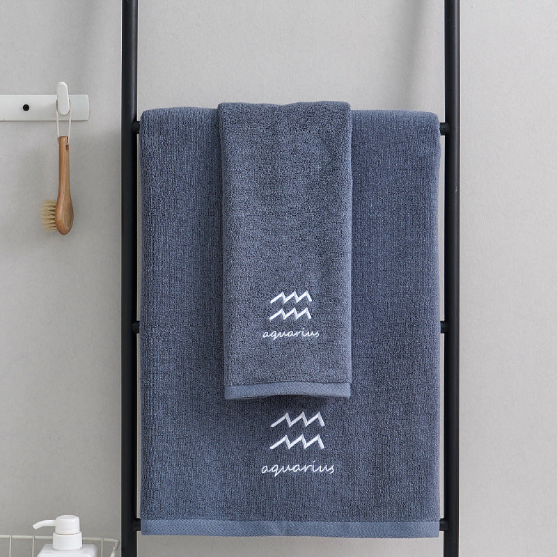 Zodiac Luxury Towel Set (2-Piece) Blue Aquarius
