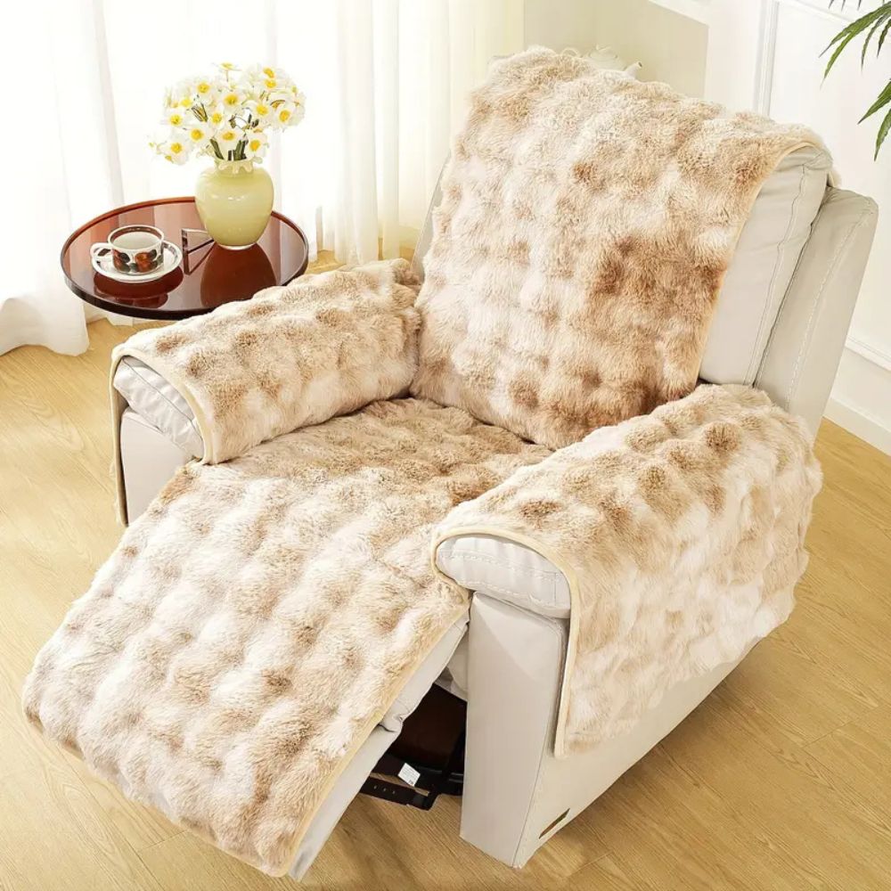 Velvet Plush Recliner Sofa Cover Dune Fade