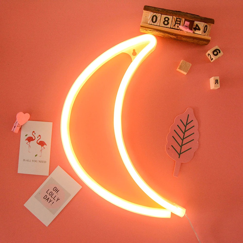 Aesthetic Neon Light Moon
