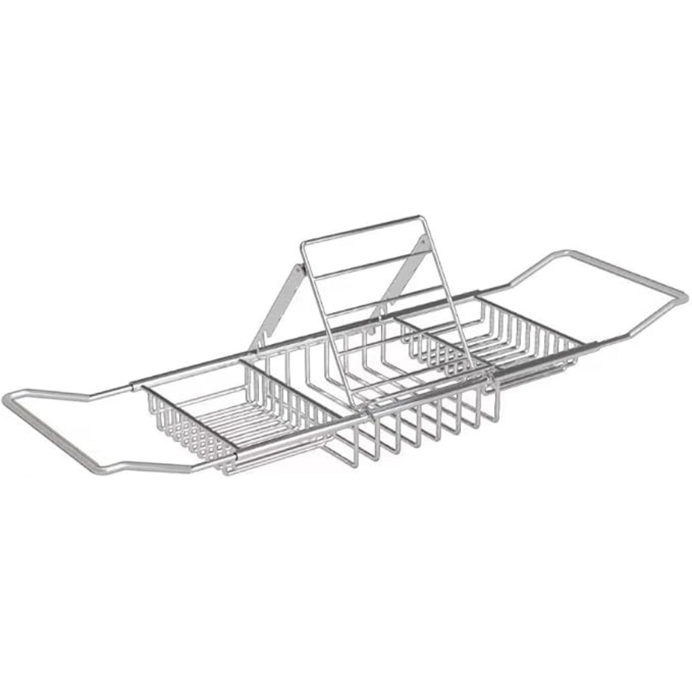 Adjustable Stainless Steel Bathtub Caddy Tray Silver Shine