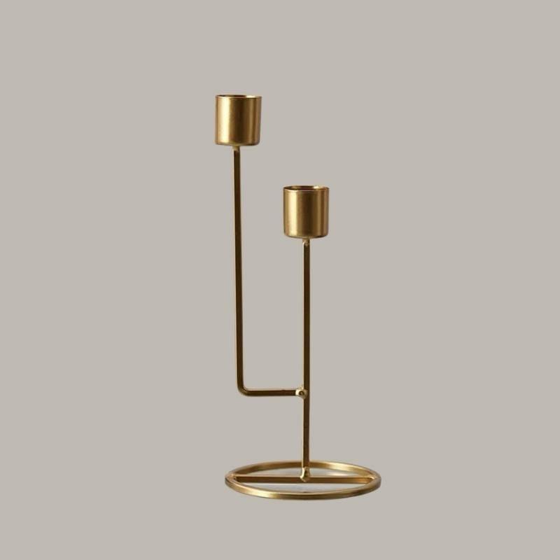 Mondrian Metal Taper Candle Holders and Candelabras Gold 2-Arm Candelabra