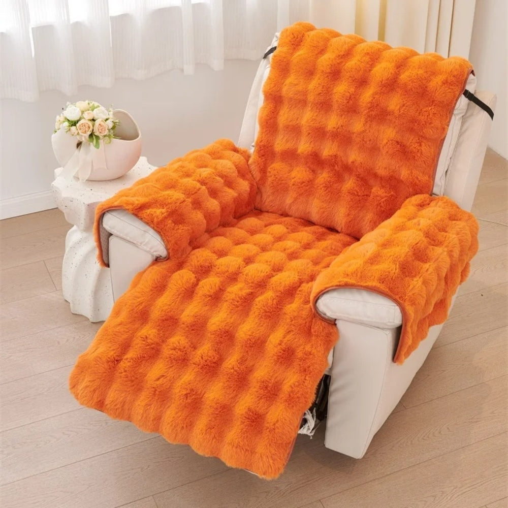 Faux Fur Recliner Sofa Cover Sunset Orange