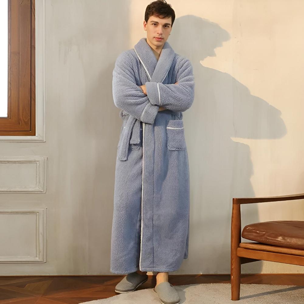 Sherpa Comfort Bathrobe Gray Blue