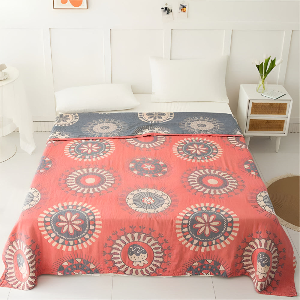 Blossom Radiance Circle Cotton Blanket Blush