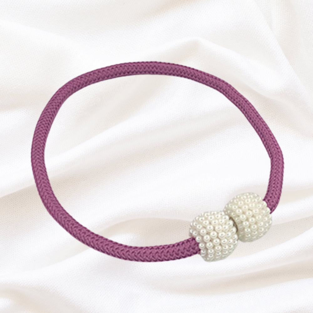 Magnetic Pearl Curtain Tie Back | 2pcs Set Plum Purple