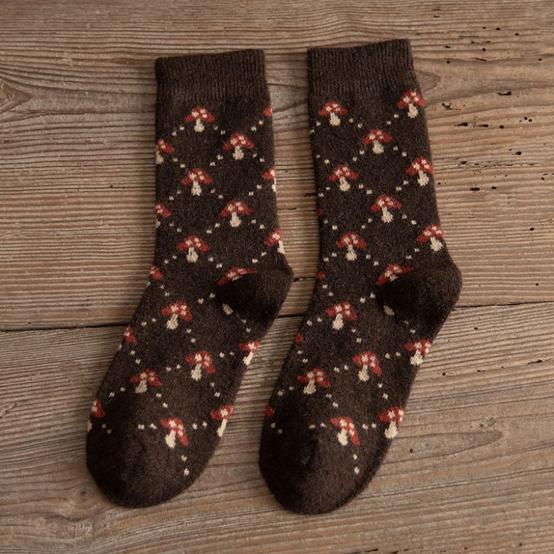Women's Thermal Wool Socks Winter Warm Small Mushroom One Size