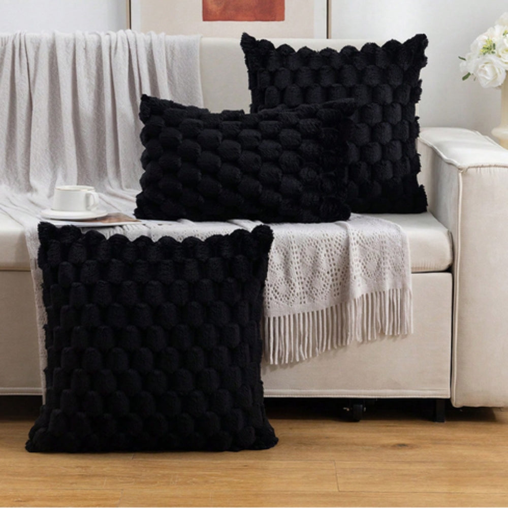 Plush Marshmallow Cushion Cover Black
