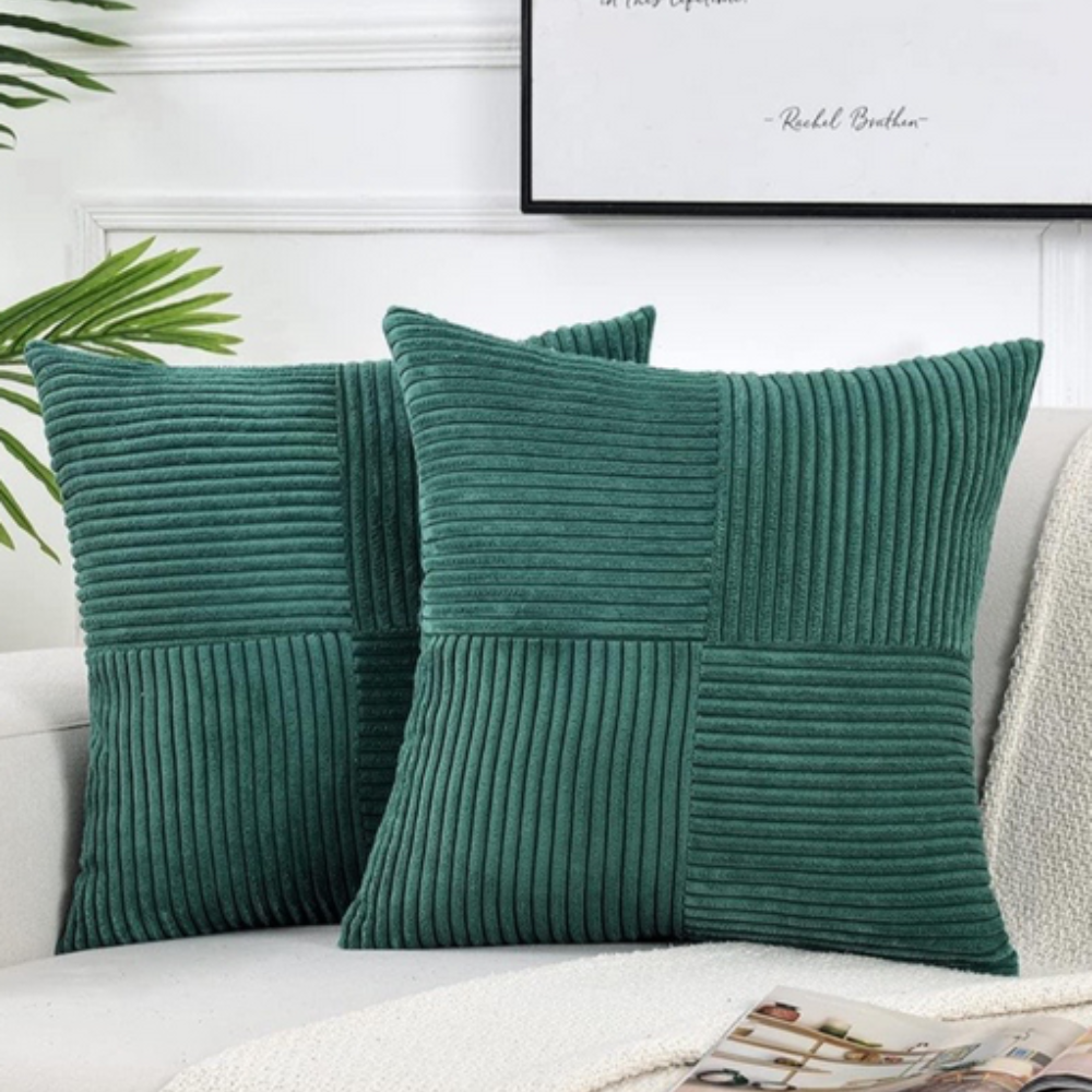 Rustic Corduroy Cushion Cover Green