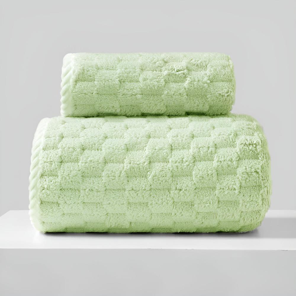 Pure Soft Fleece Towels Grass Green 14"x29"+ 33"x59"