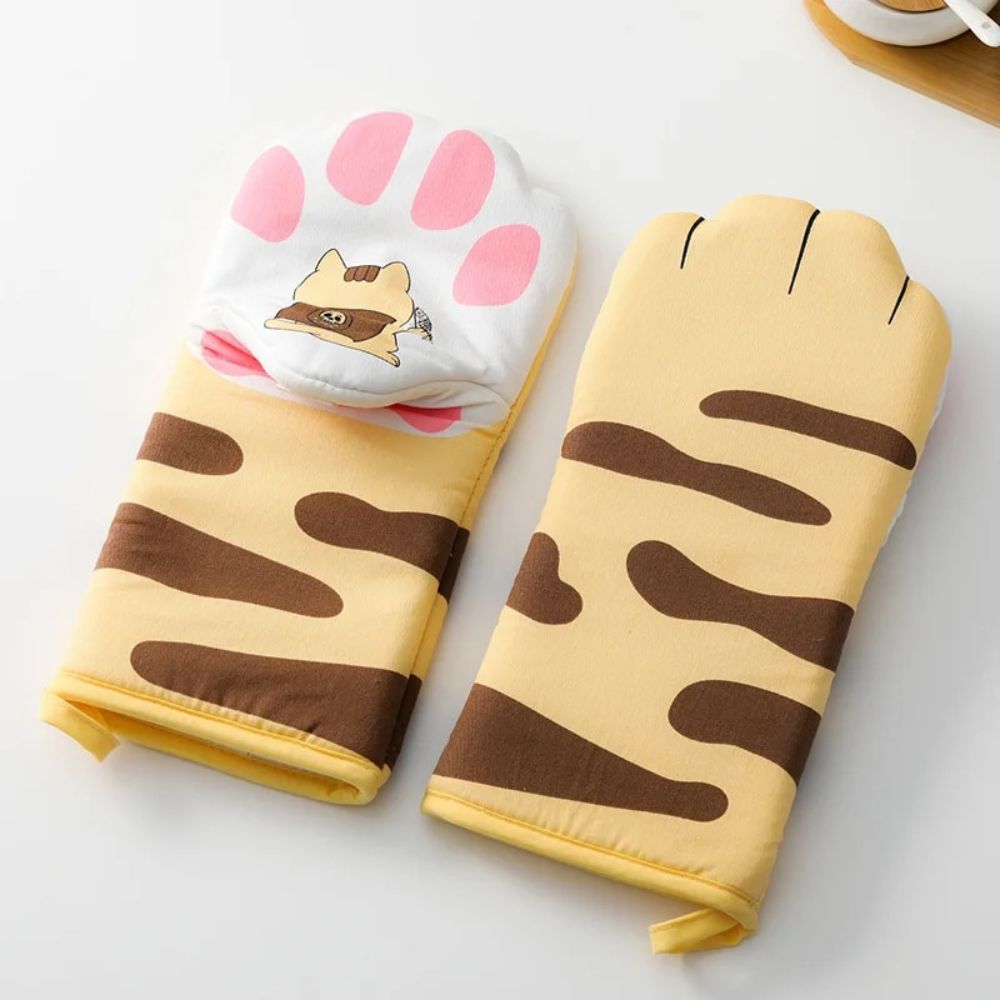 Cat Paw Kitchen Gloves (Pair) Beige Paw