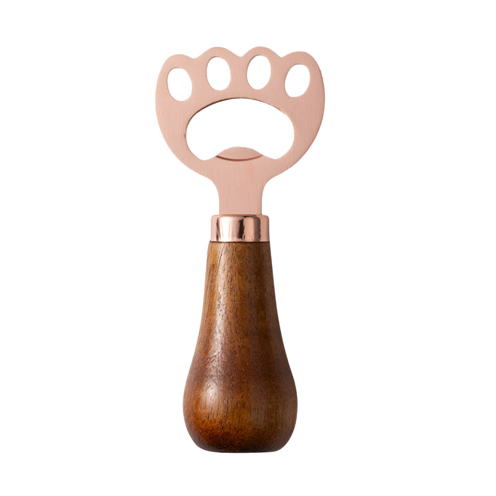 Acacia Wood Bottle Opener Rose Gold Knuckle
