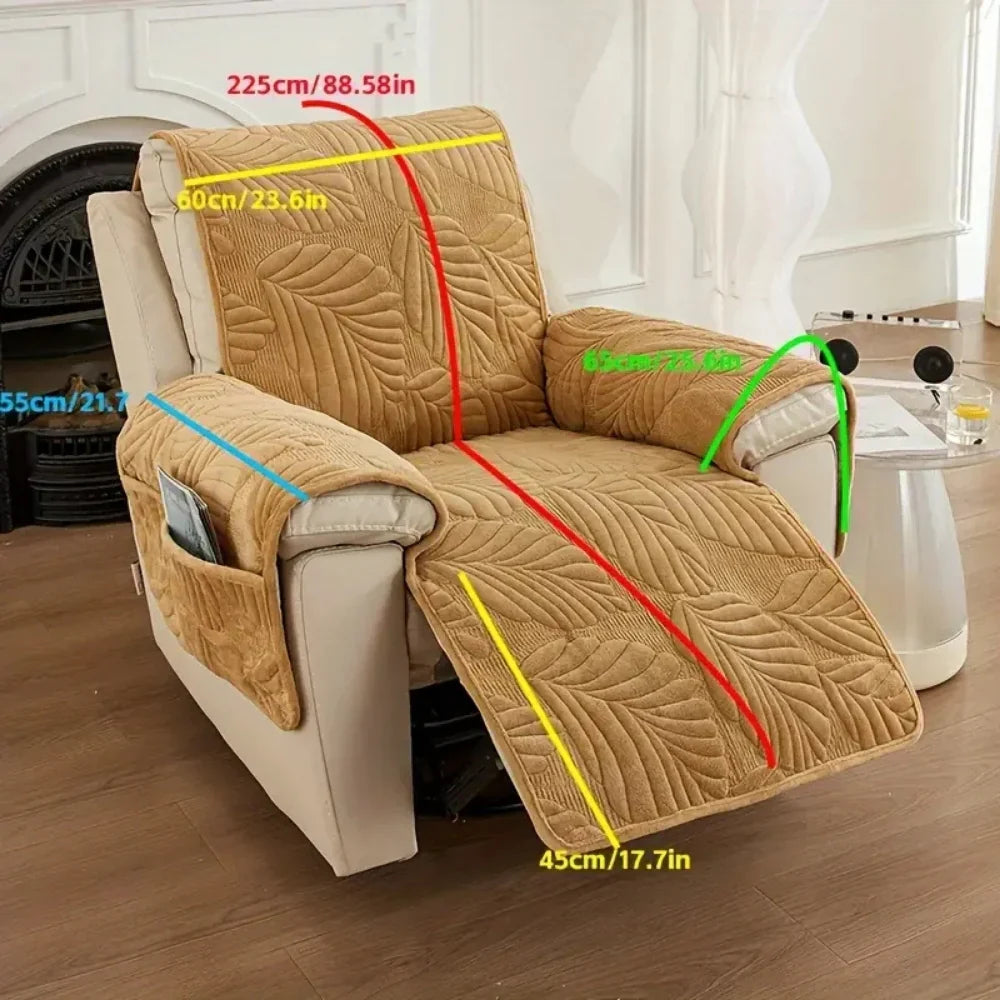 Waterproof Recliner Cover - Quilted Slipcover with Storage Pockets
