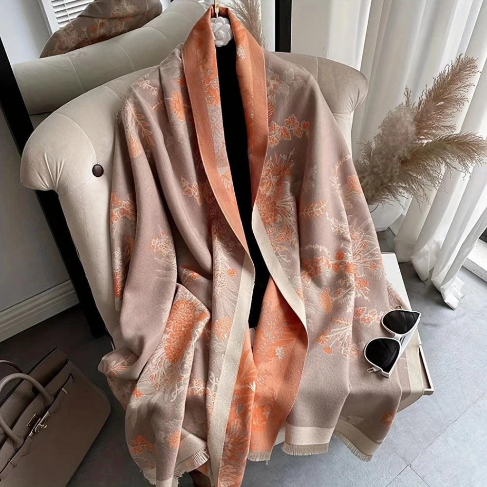 Nuvé Floral Soft Double Sided Scarf Peach Dune