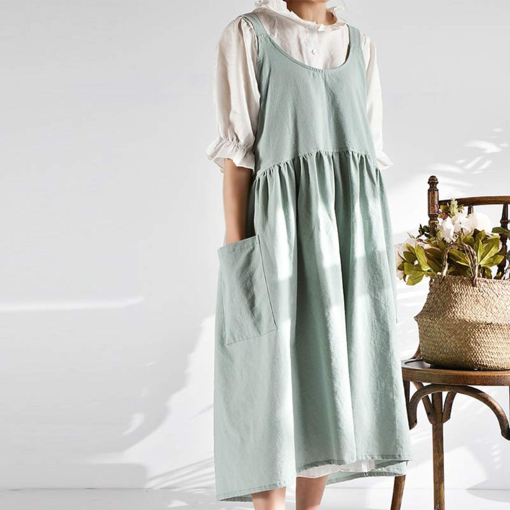 Cross-Back Apron With Pockets Mint One Size