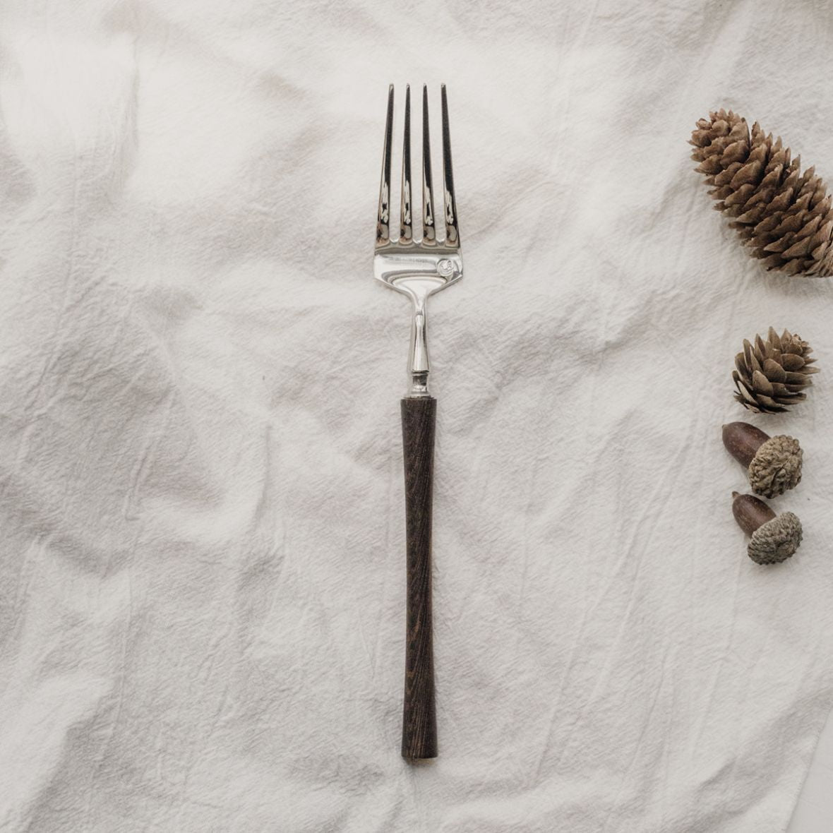 Vintage Walnut Wood Handle Flatware Set