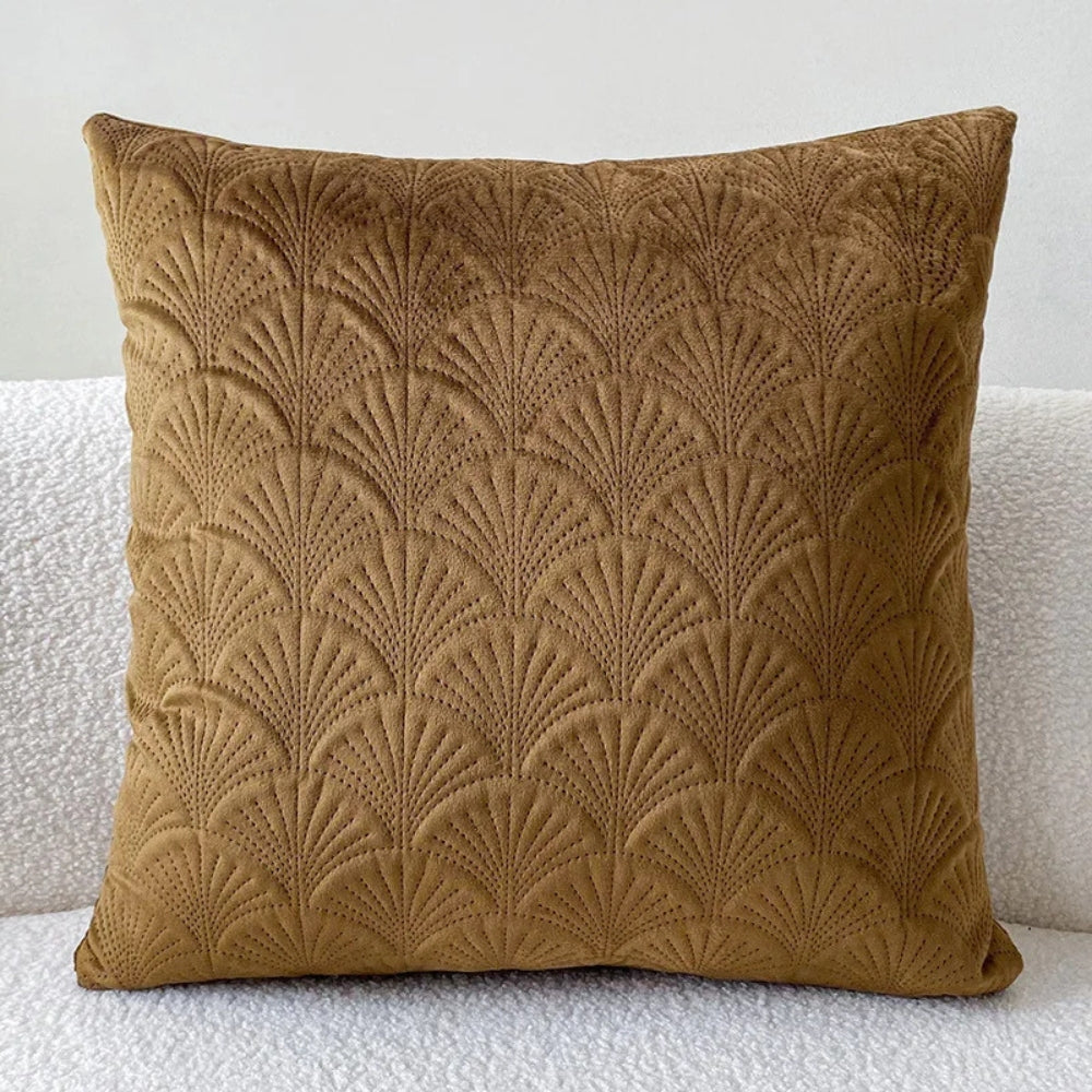 Coastal Velvet Shell Cushion Cover Coffee 18"x18"