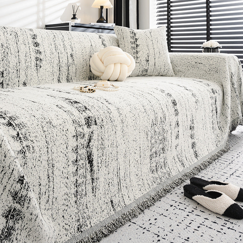 Modern Chenille Couch Cover for Protection & Style Black
