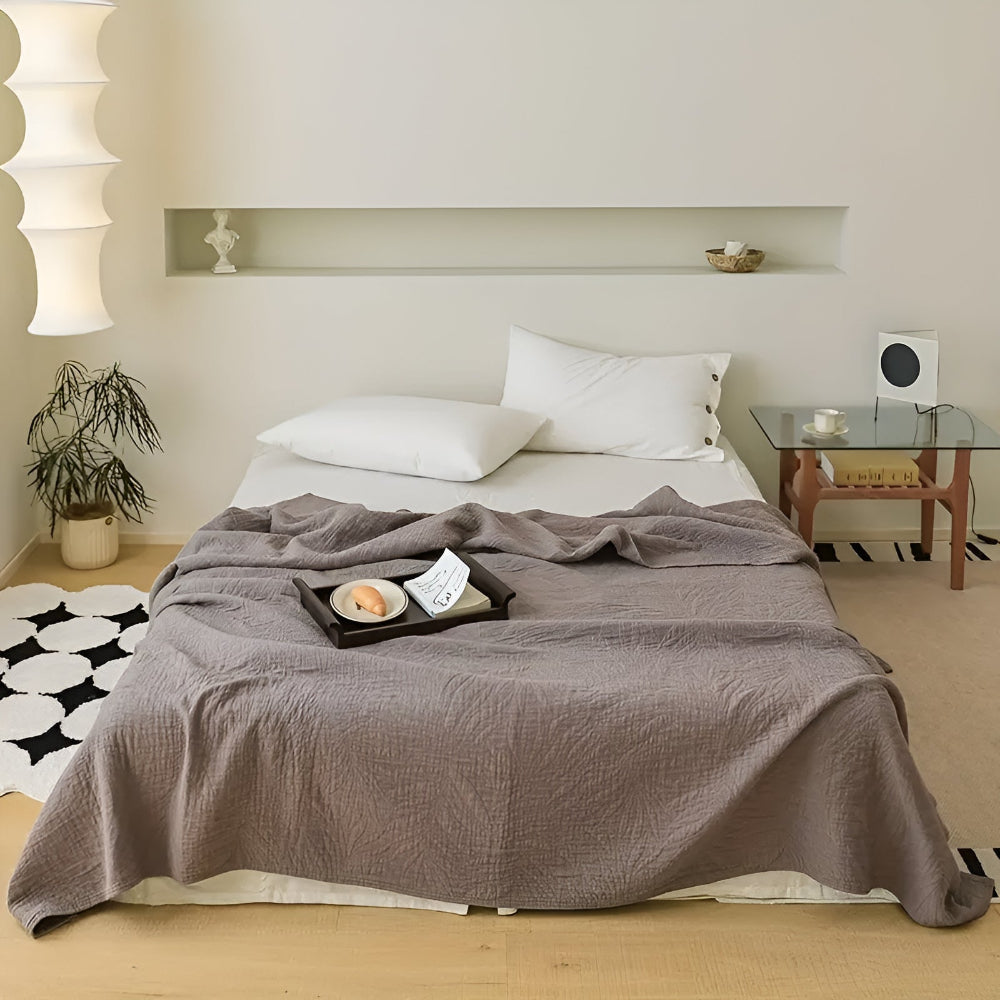 Soft Leaf Cotton Blanket Cocoa