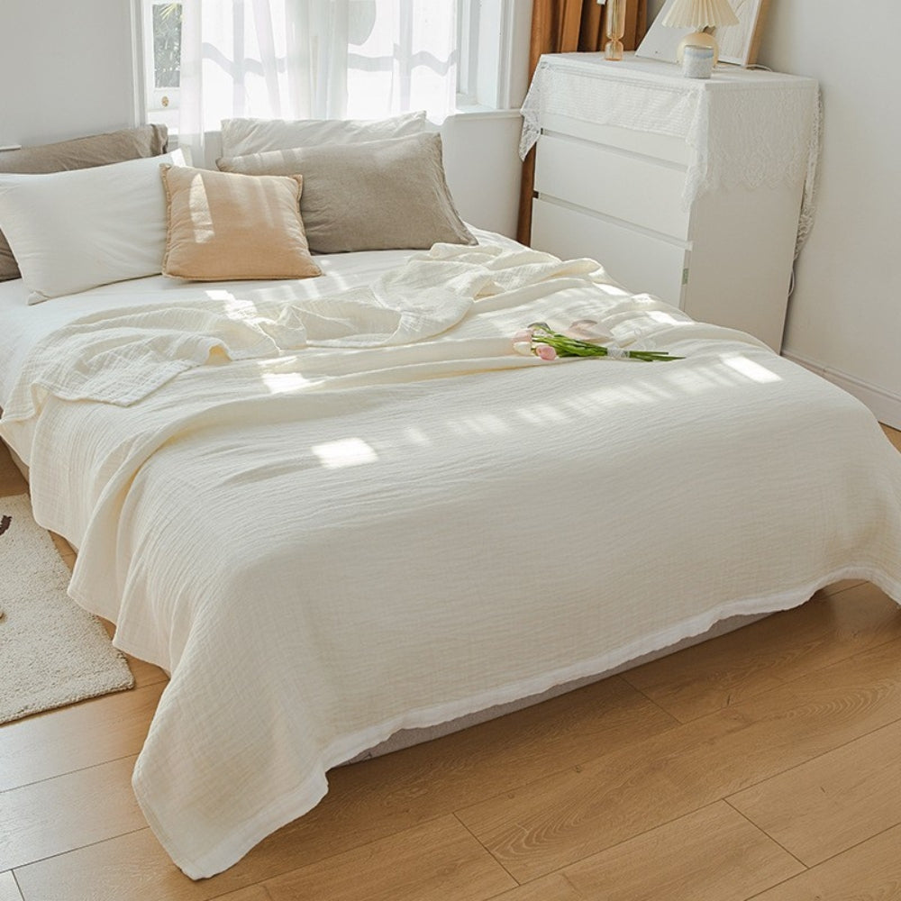 Deluxe Muslin Cotton Multi-Layer Blanket White