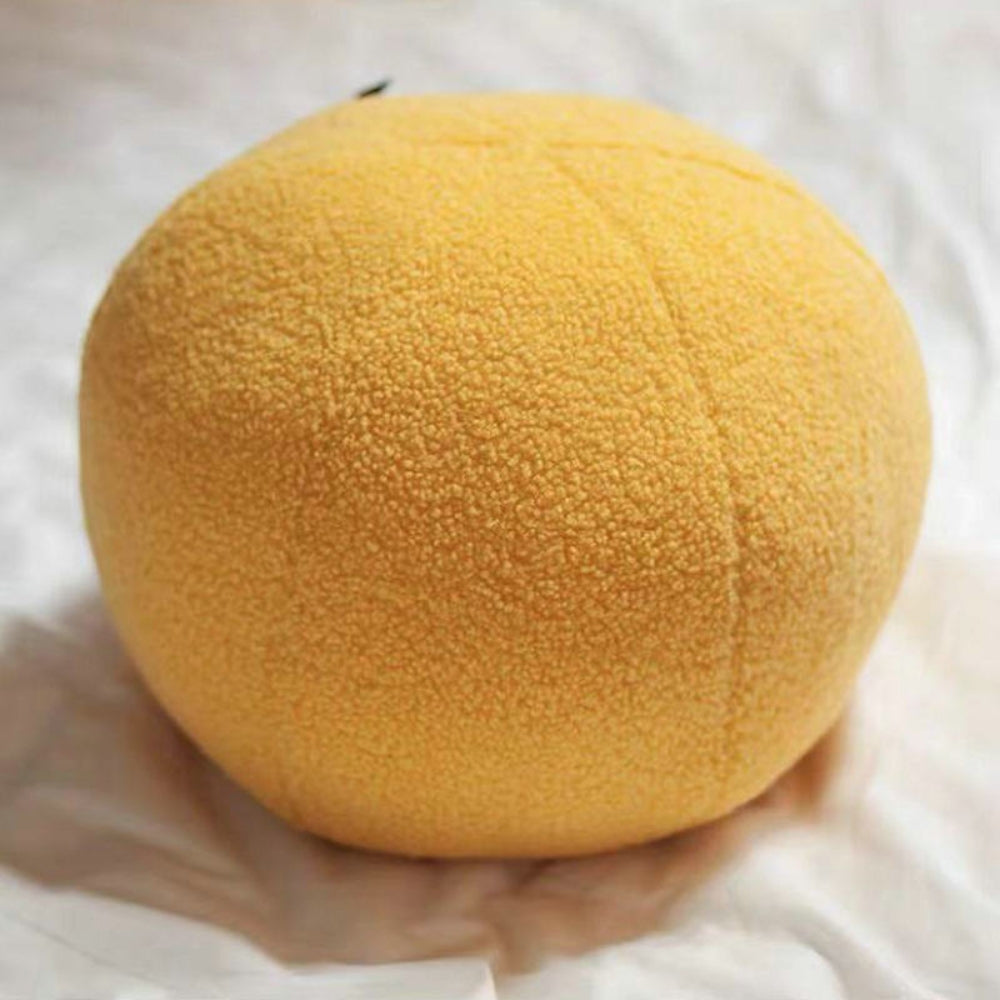 Plush Ball Shaped Boucle Cushion Mustard Yellow