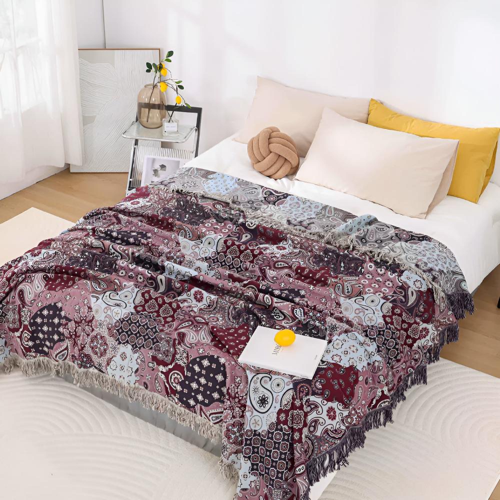 Bohemian Paisley Bliss Blanket Blush Twilight Paisley