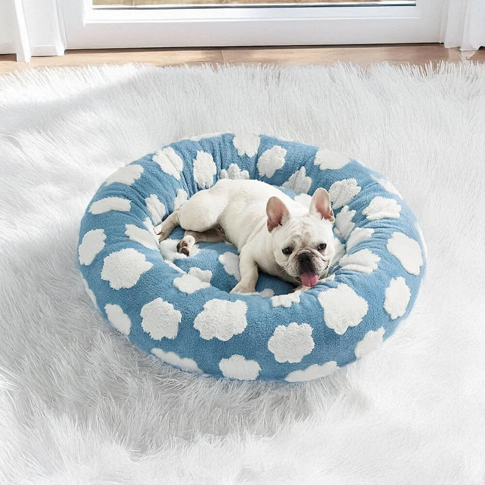 Snuggle Floral Checkerboard Pet Bed Cloud Blue