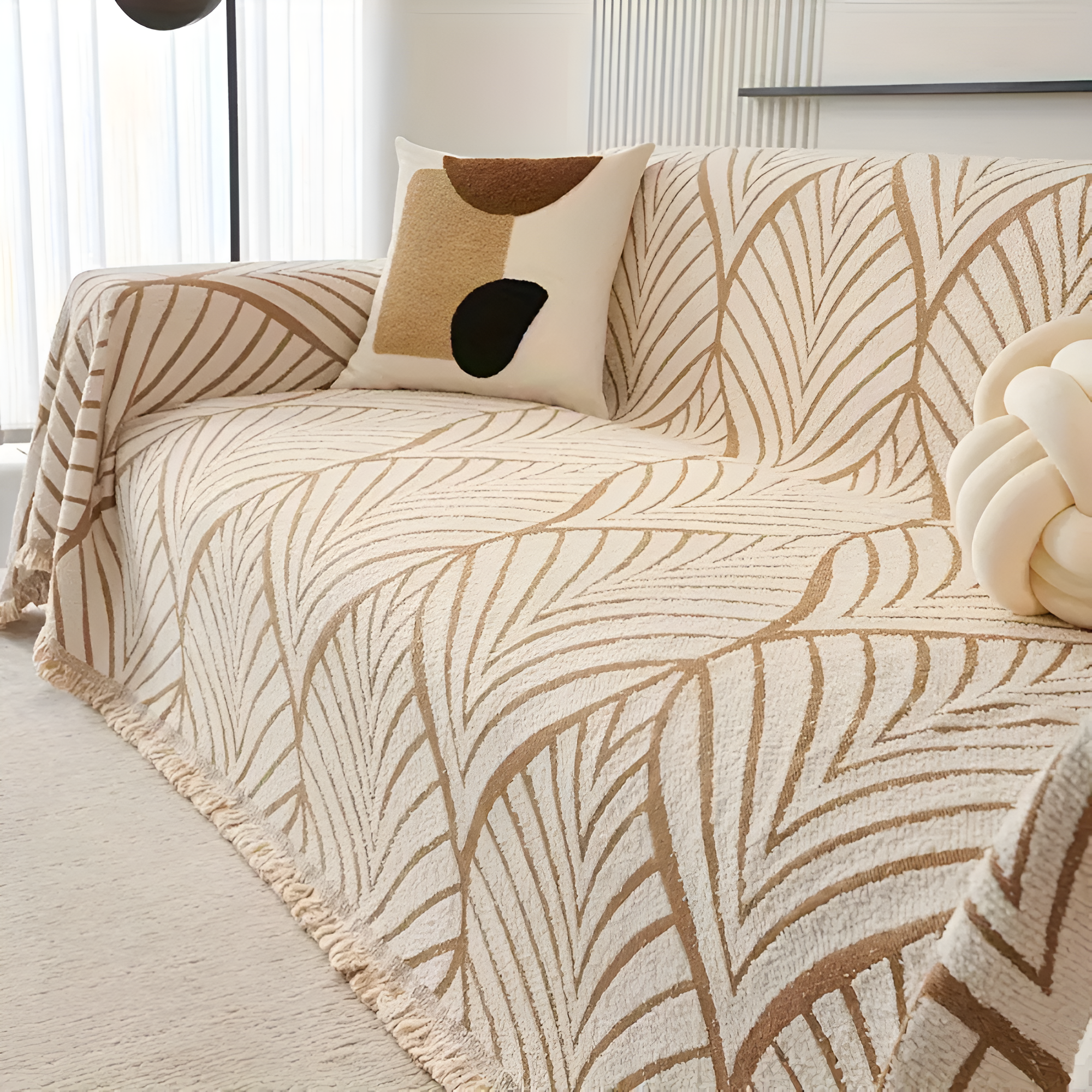 Modern Maple Leaf Sofa Cover Maple Leaf-Coffee